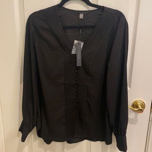 Tahari black tuxedo blouse